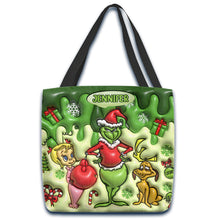 Load image into Gallery viewer, Personalized Merry Grinchmas Tote Bag Custom Name Gift for Christmas
