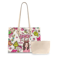 Load image into Gallery viewer, Personalized Grinch Leather Handbag Custom Name Christmas Gift
