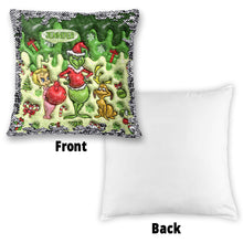 Load image into Gallery viewer, Personalized Sequin Pillow Cover with Grinch Design for Christmas Gift
