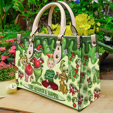 Load image into Gallery viewer, Personalized Grinch Theme Leather Handbag for Christmas Gift
