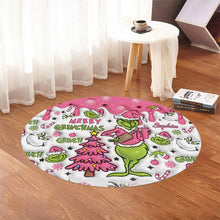 Load image into Gallery viewer, Personalized Grinchmas Round Rug Custom Name Christmas Decor
