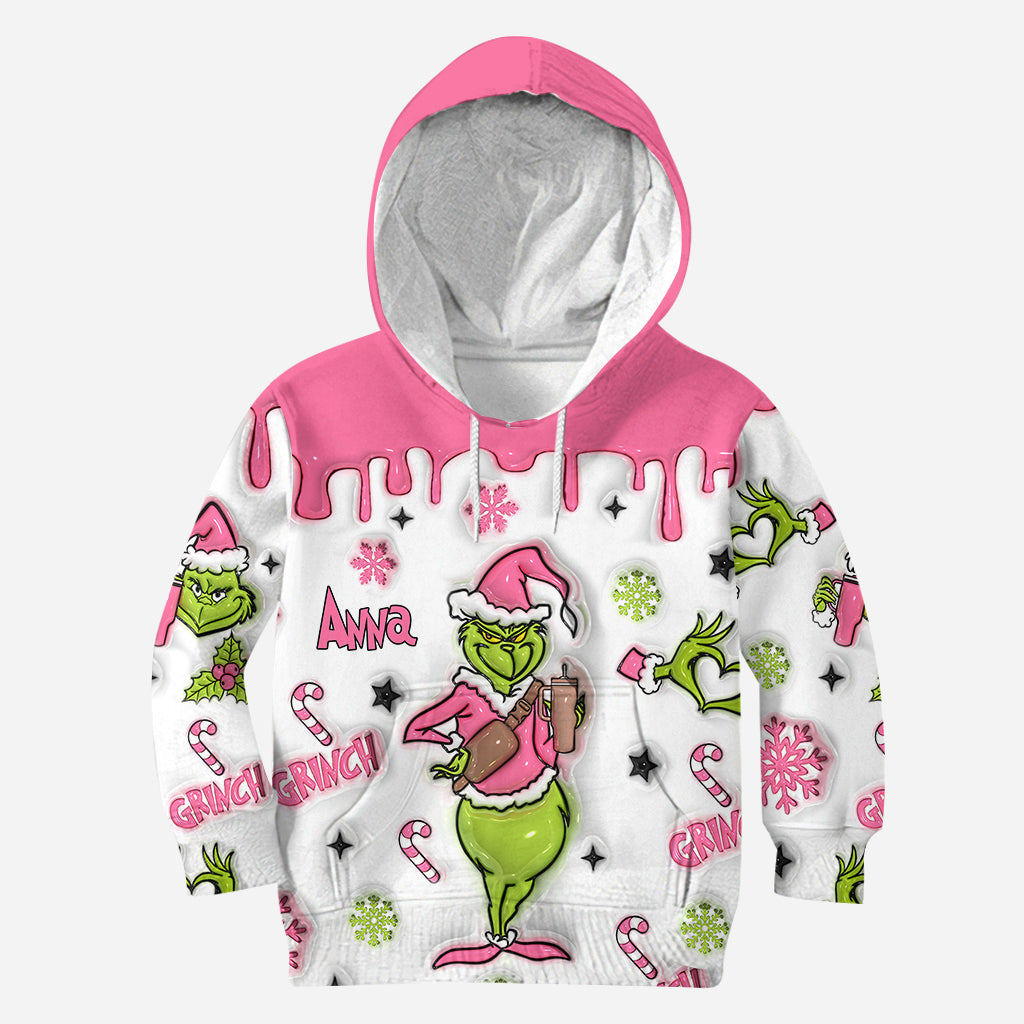 Personalized Christmas Grinch Hoodie and Leggings Set Gift