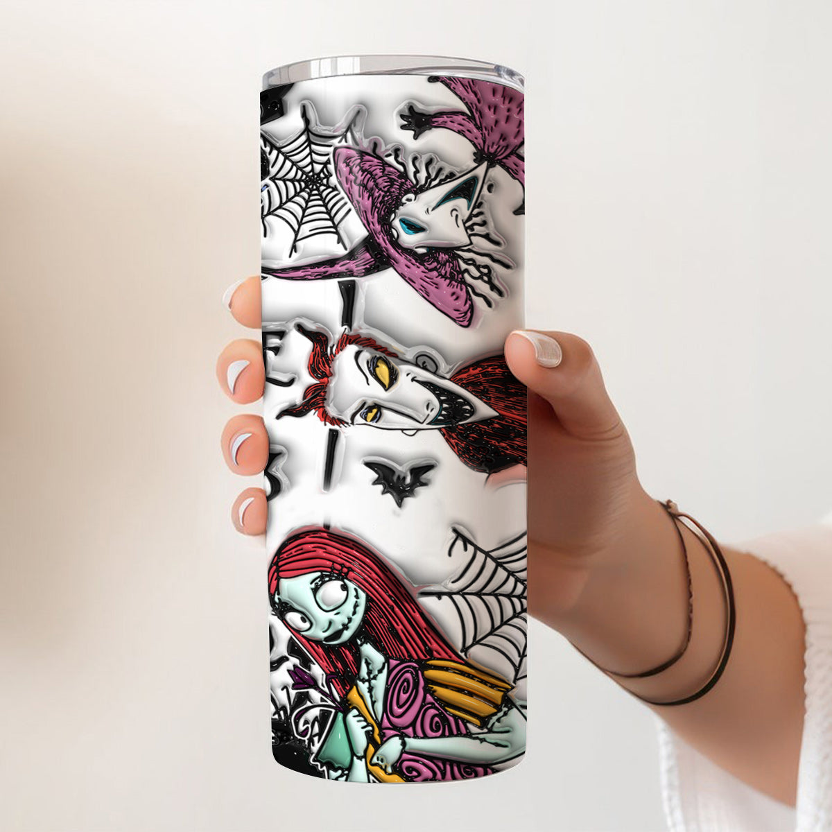 Personalized Nightmare Before Christmas Skinny Tumbler with Custom Name Gift for Halloween or Christmas