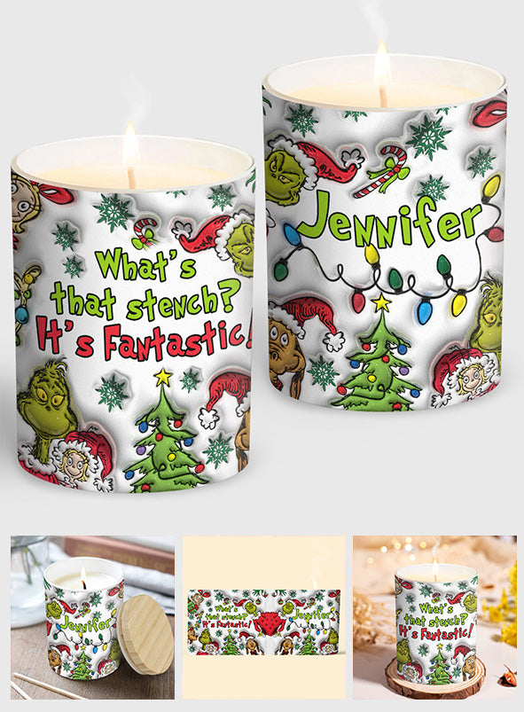 Personalized Christmas Candle with Wooden Lid Custom Name Gift