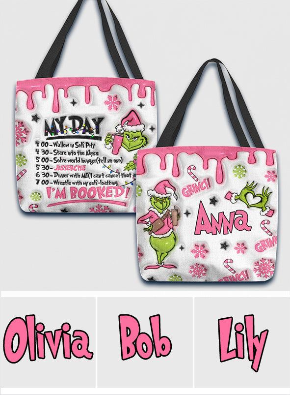 Personalized Grinch Tote Bag Custom Name Holiday Gift