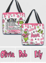 Load image into Gallery viewer, Personalized Grinch Tote Bag Custom Name Holiday Gift
