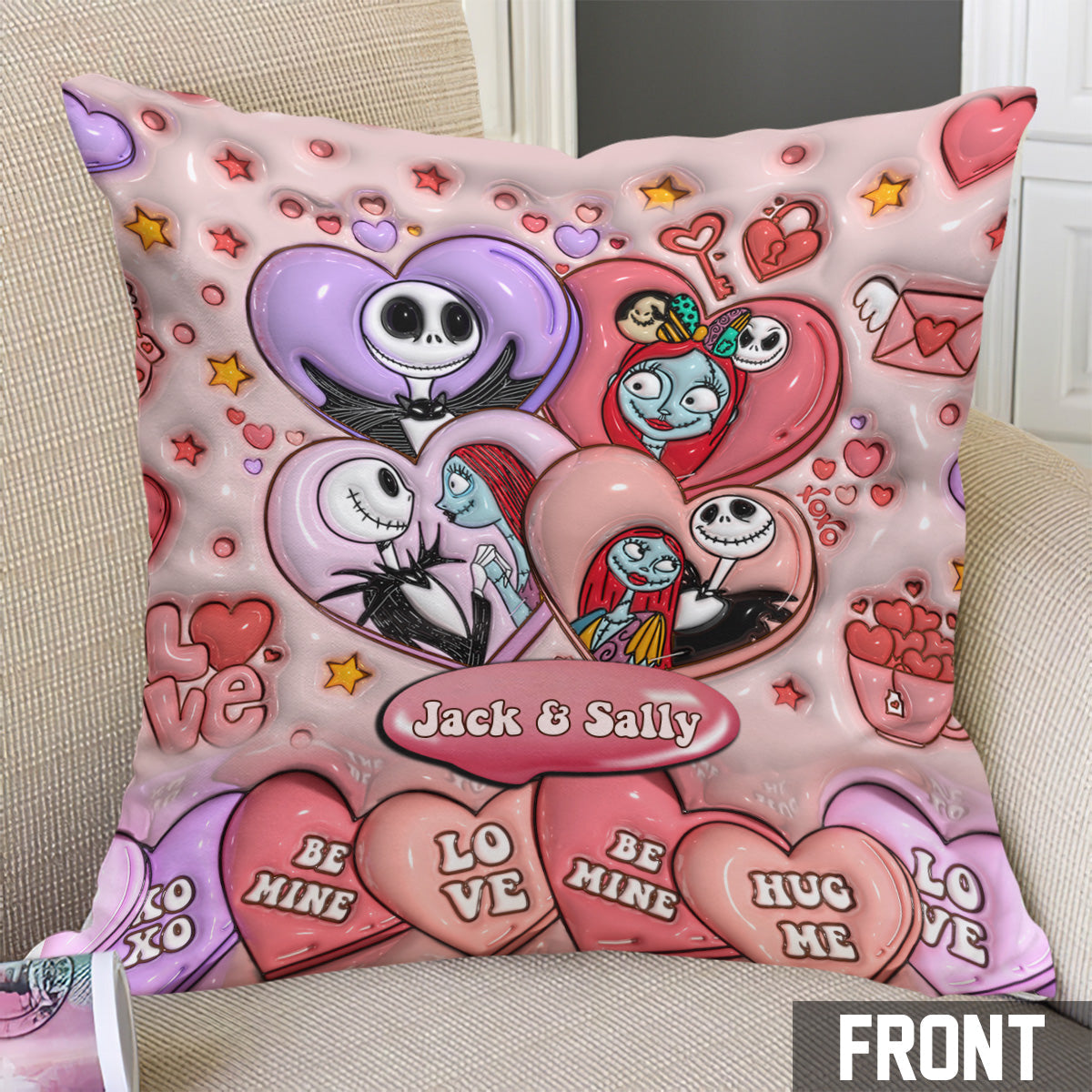 Personalized Nightmare Before Christmas Throw Pillow for Couples | Unique Gift Idea