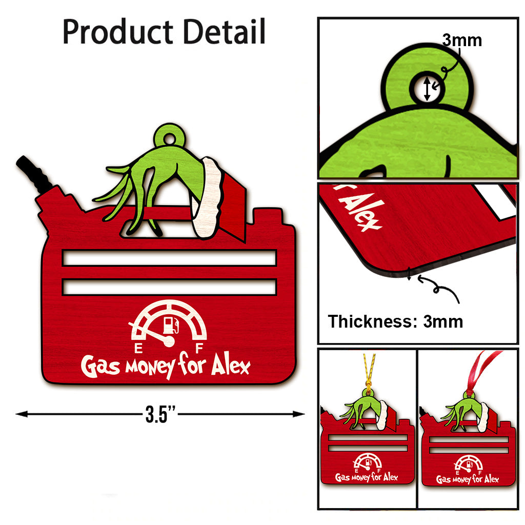 Personalized Gas Money Christmas Ornament Custom Gift for Friend