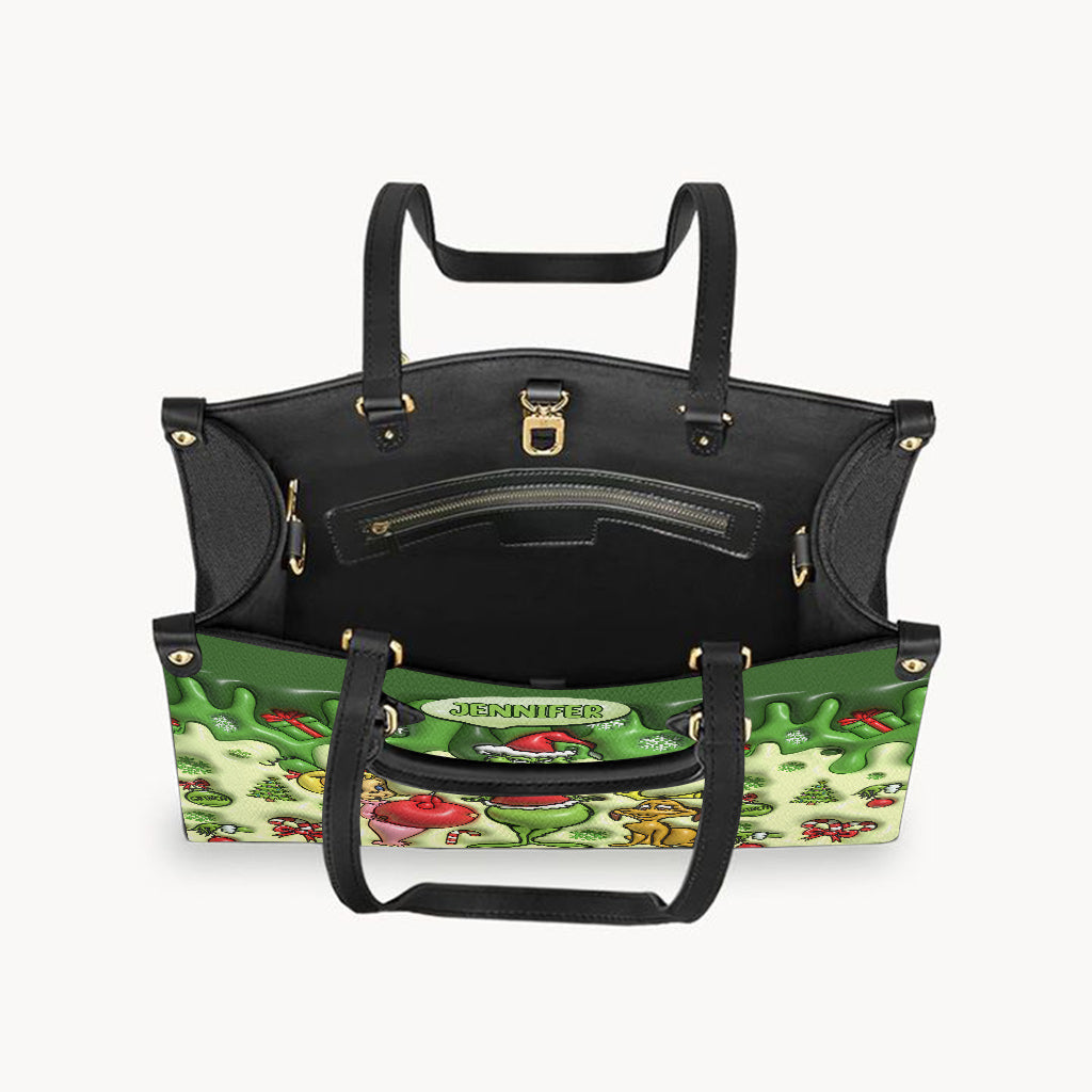 Personalized Grinchmas Leather Handbag Unique Gift for Mom