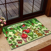 Load image into Gallery viewer, Personalized Grinch Christmas Doormat Custom Family Name Gift
