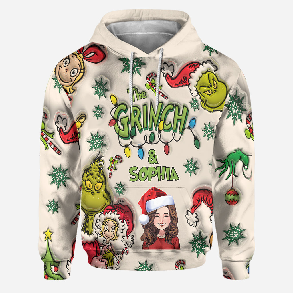 Personalized Grinch Hoodie & Leggings Set Custom Name Gift for Christmas