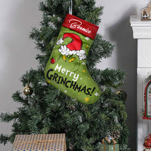 Load image into Gallery viewer, Personalized Grinch Christmas Stocking Custom Name Holiday Decor
