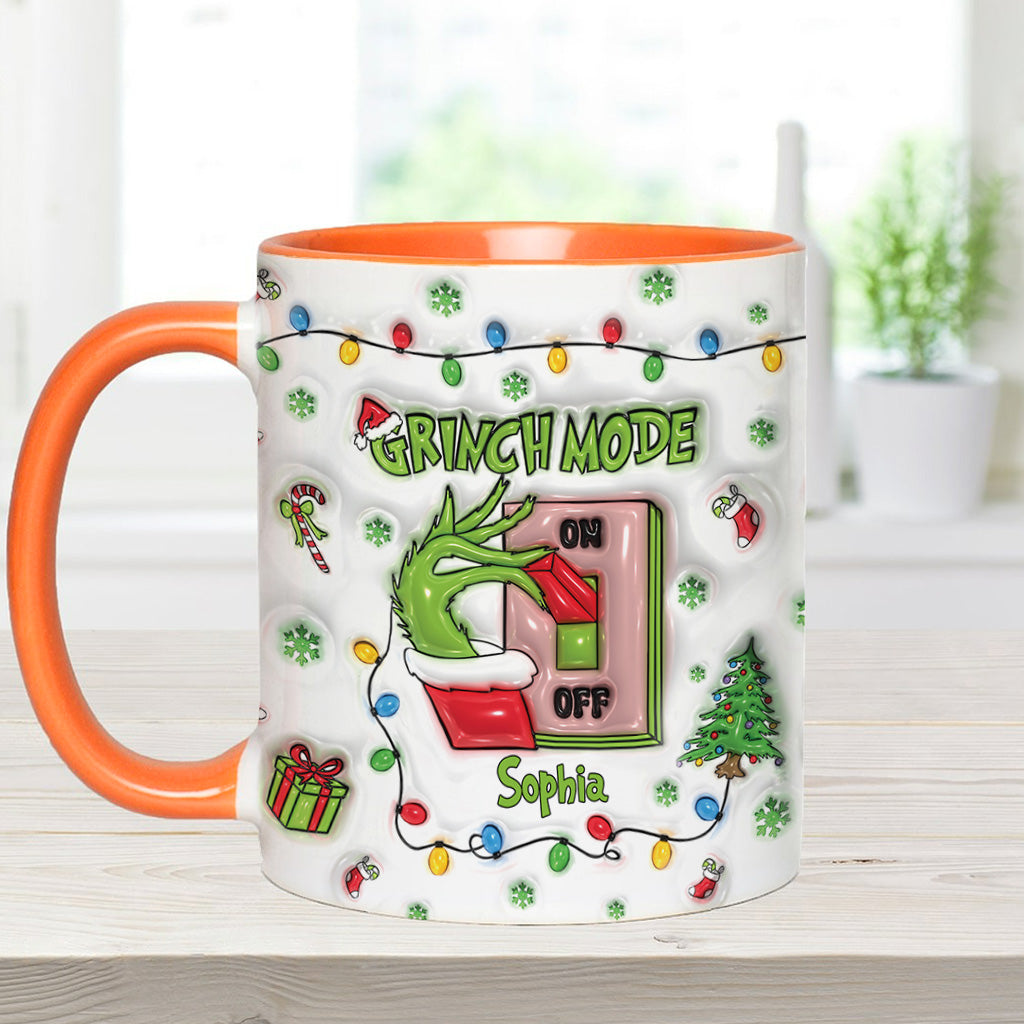 Personalized Grinch Mode Accent Mug Custom Name Holiday Gift