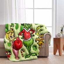 Load image into Gallery viewer, Personalized Grinch Christmas Blanket Custom Name Gift
