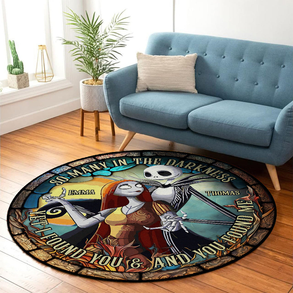 Personalized Stained Glass Round Rug Custom Couple Gift