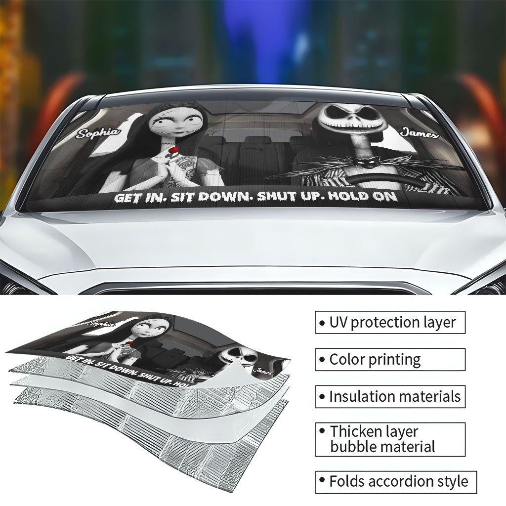 Personalized Nightmare Car Sunshade Custom Names Gift for Couple