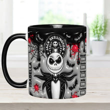 Load image into Gallery viewer, Personalized Nightmare Skeleton Mug Custom Name Gift for Halloween

