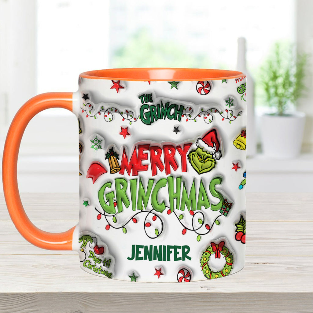Personalized Grinch Christmas Accent Mug Custom Name Gift
