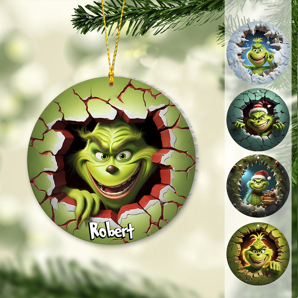 Personalized Grinch Christmas Ornament Custom Name Gift