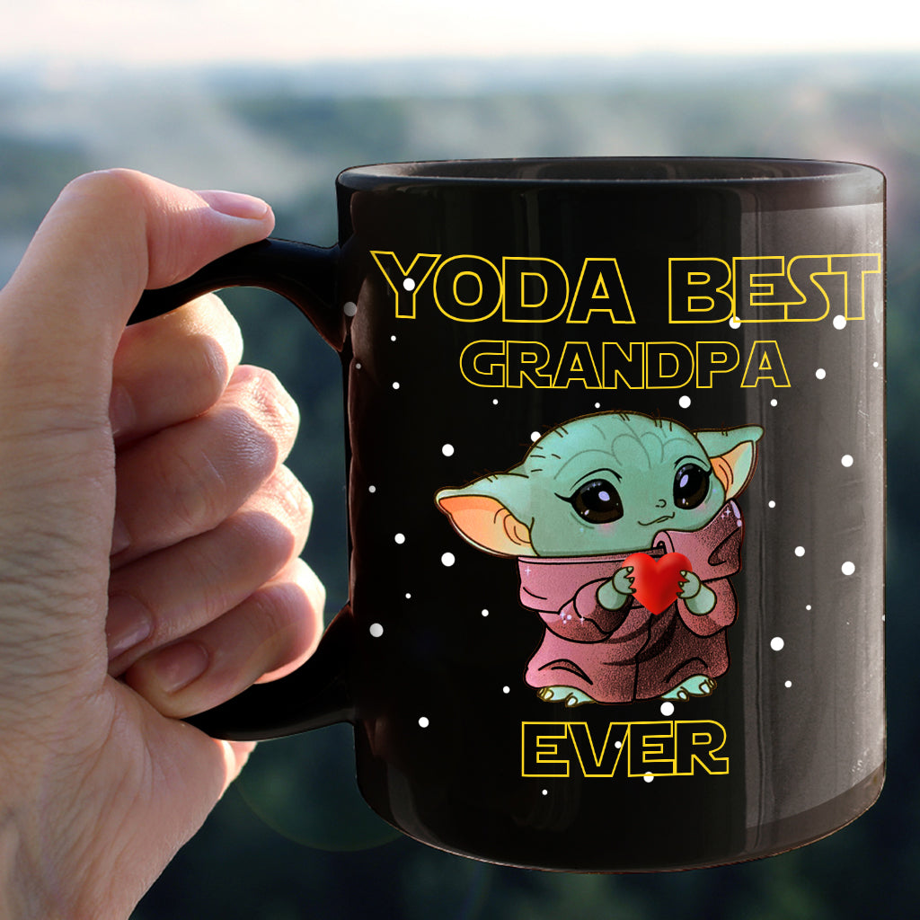 Personalized Yoda Best Grandpa Ever Mug with Custom Names Gift for Father's Day