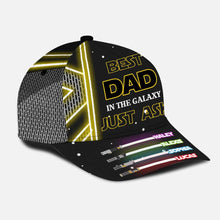 Load image into Gallery viewer, Personalized Best Dad In The Galaxy Cap Custom Name Gift for Father's Day
