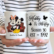 Load image into Gallery viewer, Personalized Couple Mug with Names and Mickey Design Gift
