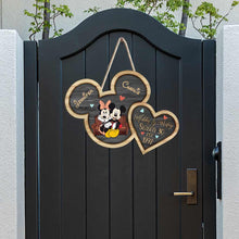 Load image into Gallery viewer, Personalized Mickey Mouse Couple Wood Sign Custom Family Name
