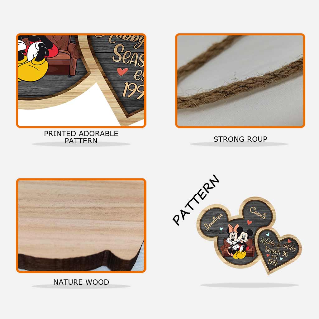 Personalized Mickey Mouse Couple Wood Sign Custom Family Name