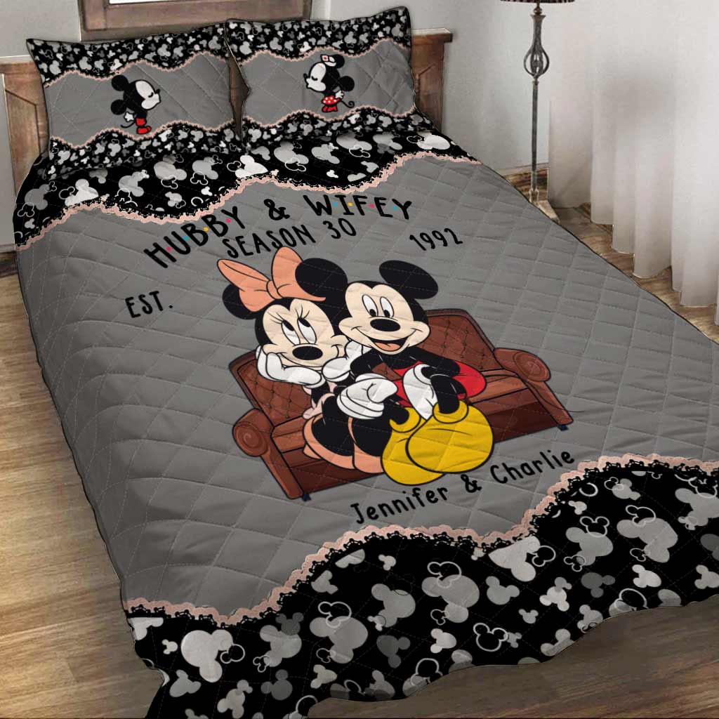 Personalized Mickey Mouse Quilt Set for Couples | Unique Wedding or Anniversary Gift