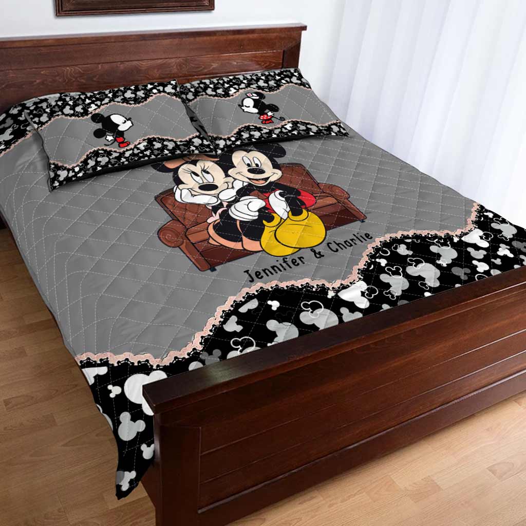 Personalized Mickey Mouse Quilt Set for Couples | Unique Wedding or Anniversary Gift