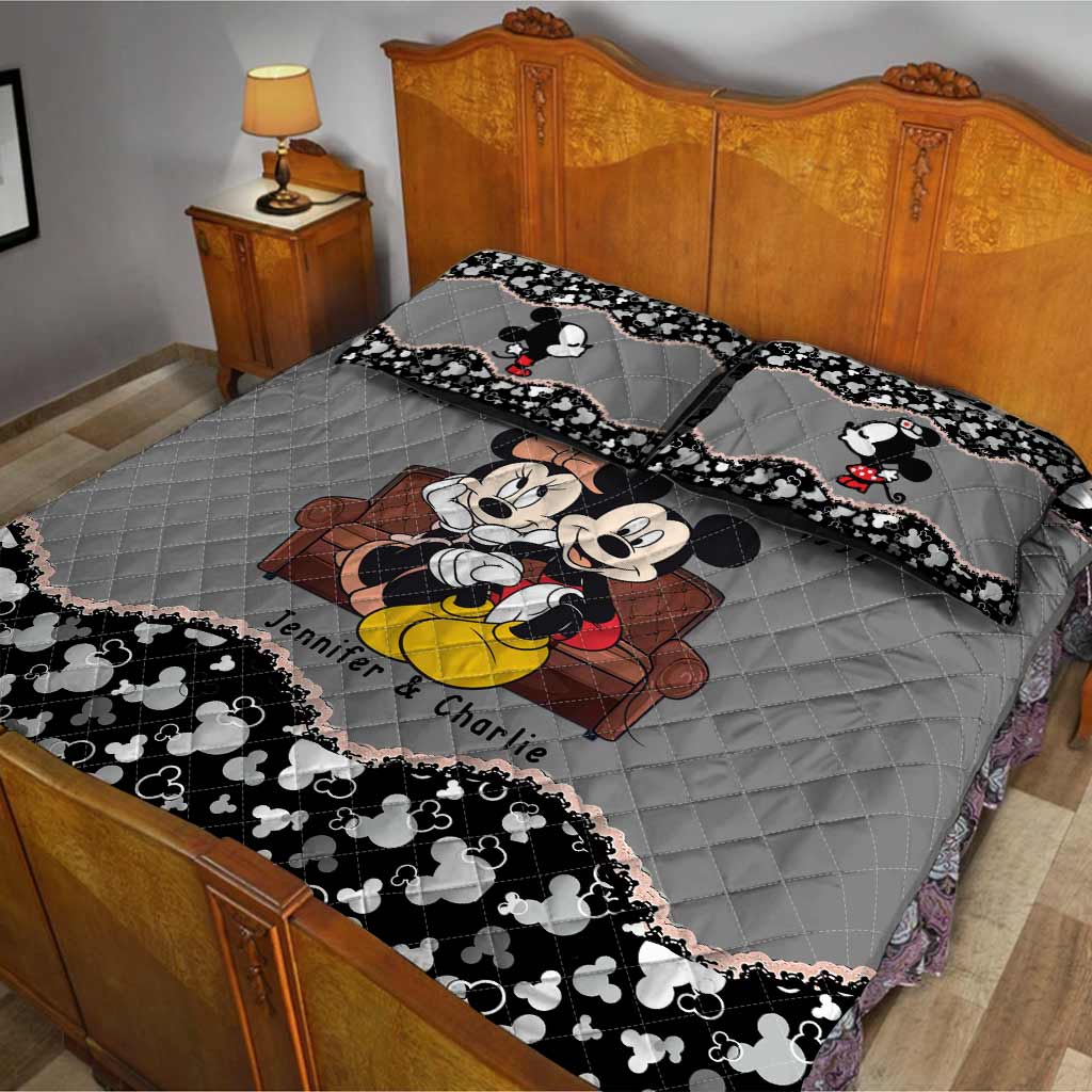 Personalized Mickey Mouse Quilt Set for Couples | Unique Wedding or Anniversary Gift