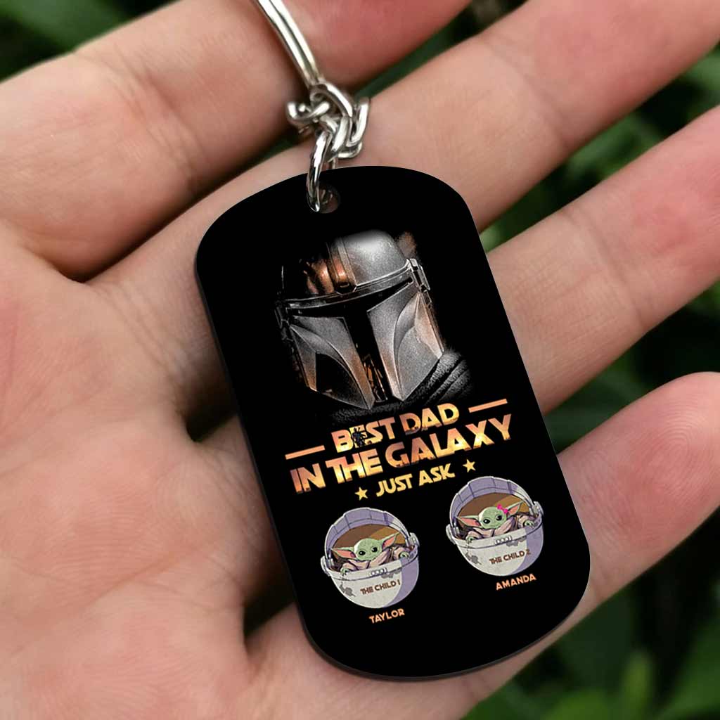Personalized Stainless Steel Keychain Best Dad in the Galaxy Gift for Father's Day