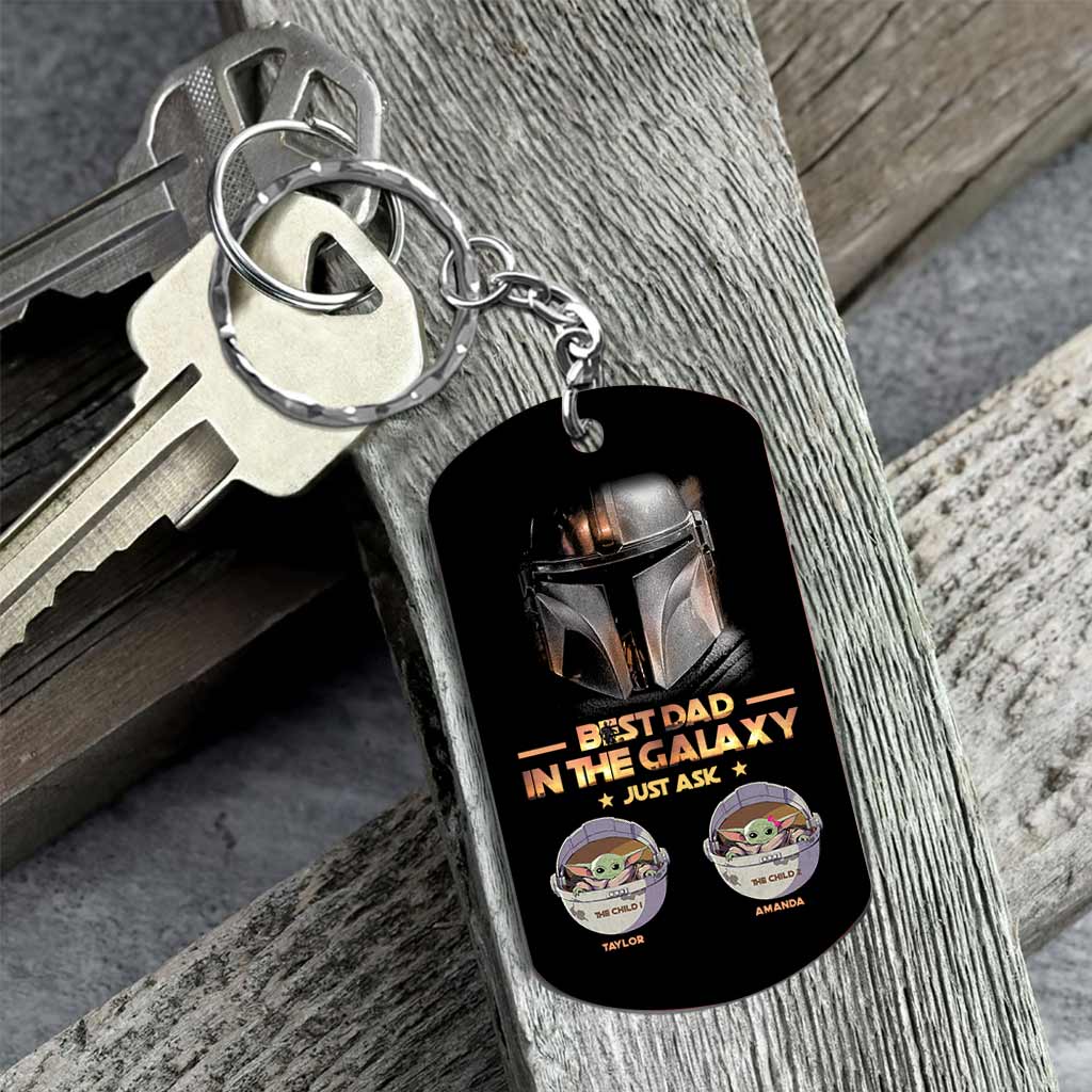 Personalized Stainless Steel Keychain Best Dad in the Galaxy Gift for Father's Day
