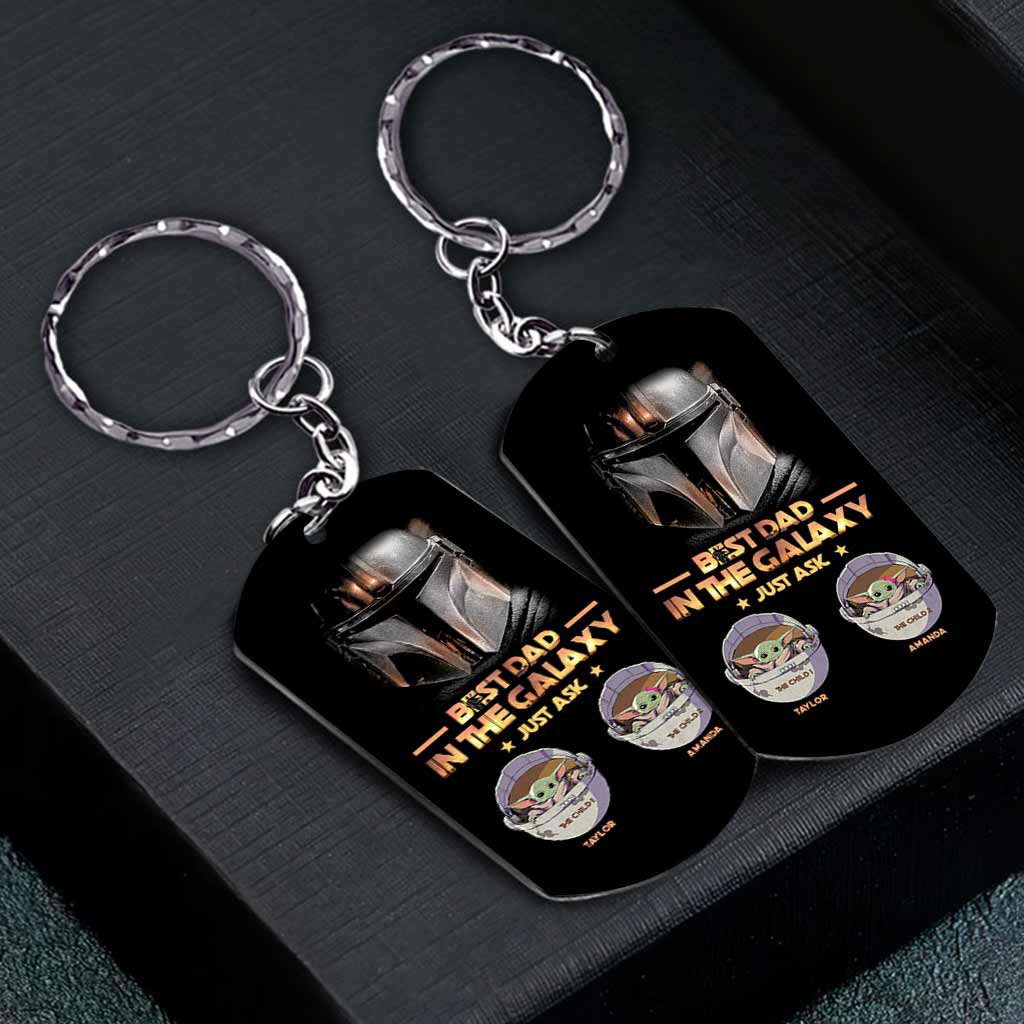 Personalized Stainless Steel Keychain Best Dad in the Galaxy Gift for Father's Day