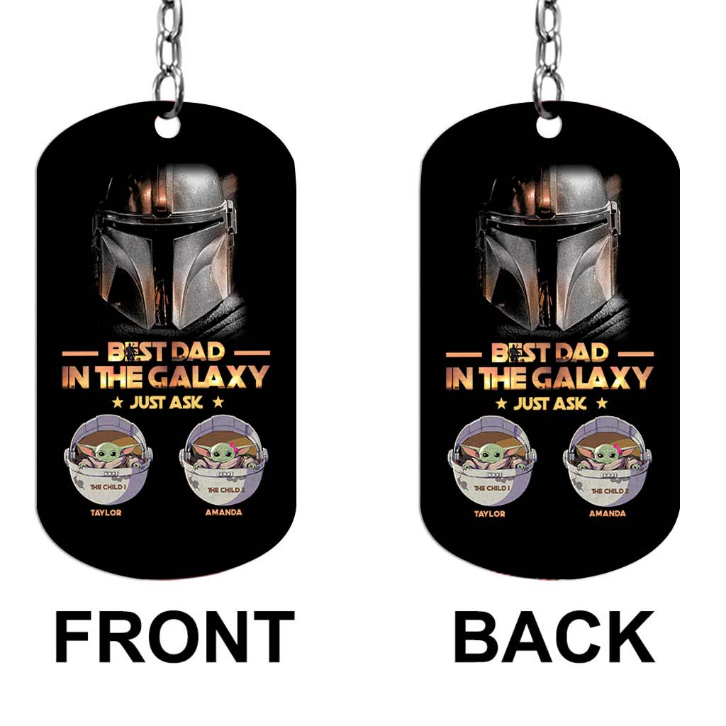 Personalized Stainless Steel Keychain Best Dad in the Galaxy Gift for Father's Day