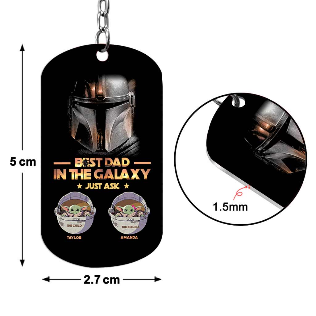 Personalized Stainless Steel Keychain Best Dad in the Galaxy Gift for Father's Day