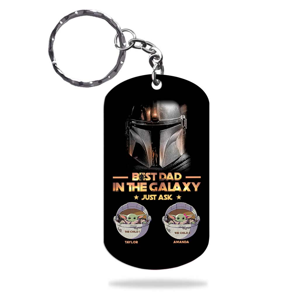 Personalized Stainless Steel Keychain Best Dad in the Galaxy Gift for Father's Day