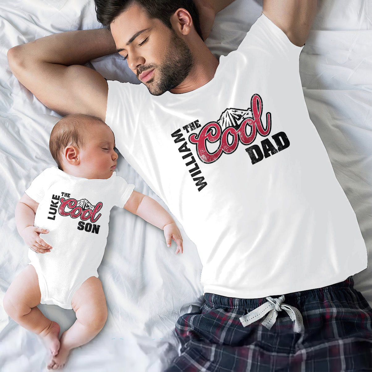Personalized Cool Dad & Baby Onesie Set Custom Gift for Father