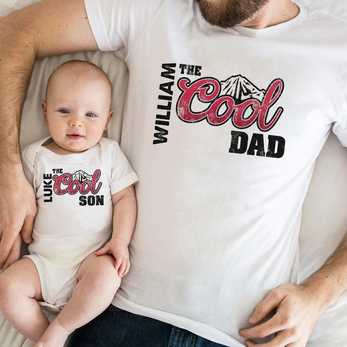 Personalized Cool Dad & Baby Onesie Set Custom Gift for Father