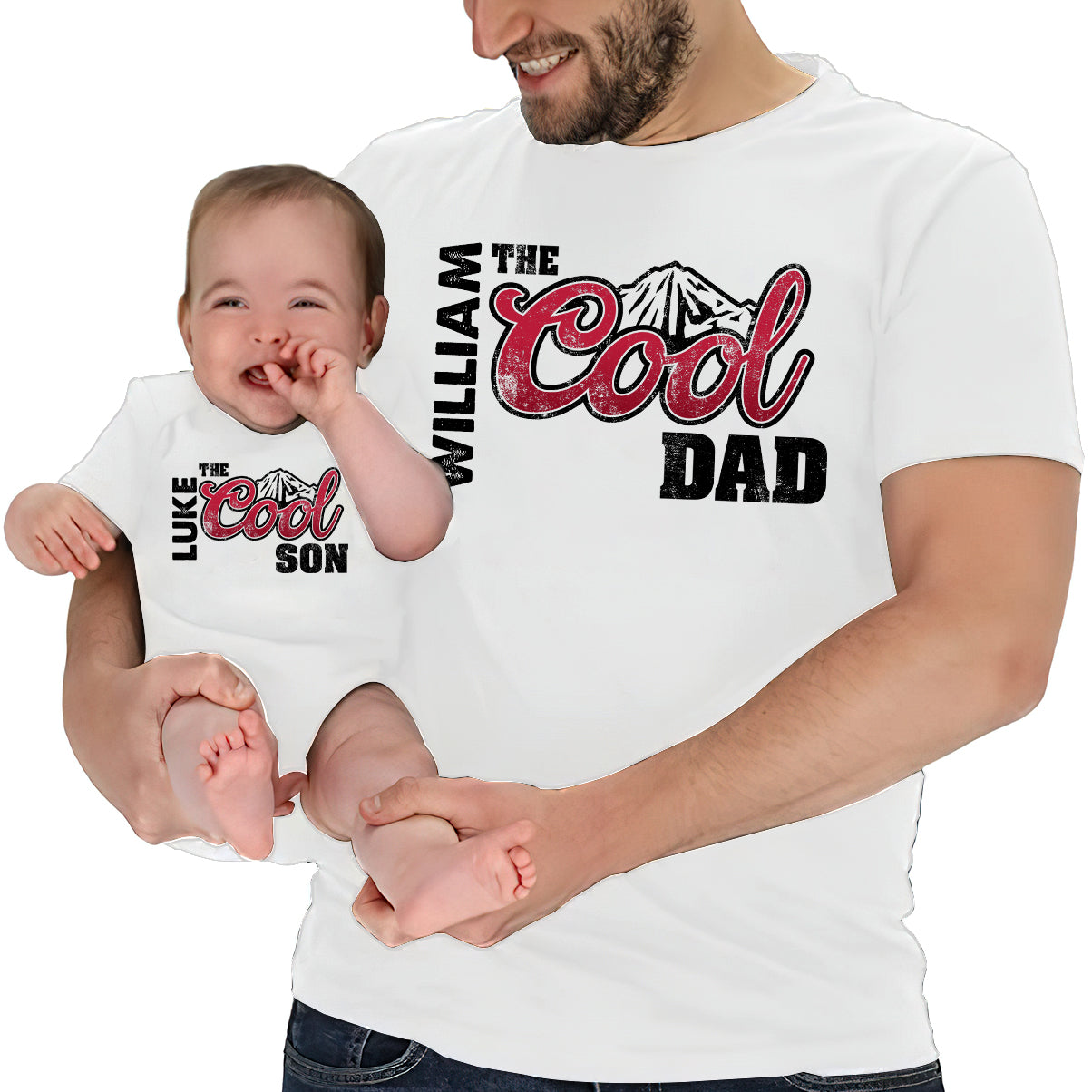 Personalized Cool Dad & Baby Onesie Set Custom Gift for Father