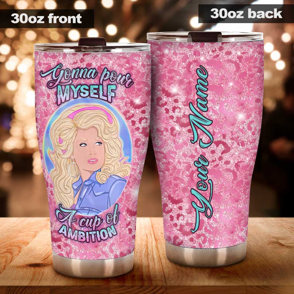 Personalized Pink Glitter Tumbler Custom Name Gift for Mom