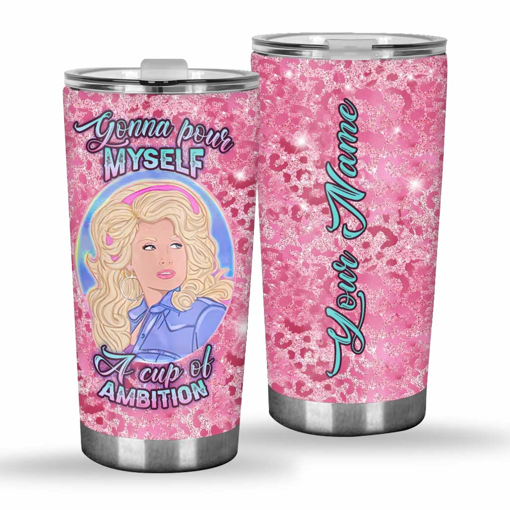 Personalized Pink Glitter Tumbler Custom Name Gift for Mom