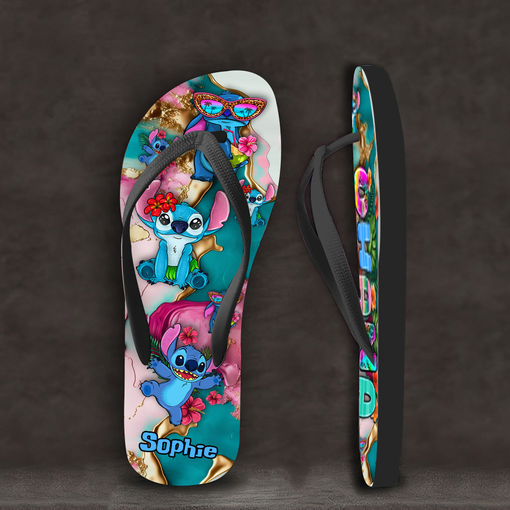 Personalized Tropical Ohana Flip Flops Custom Name Summer Gift