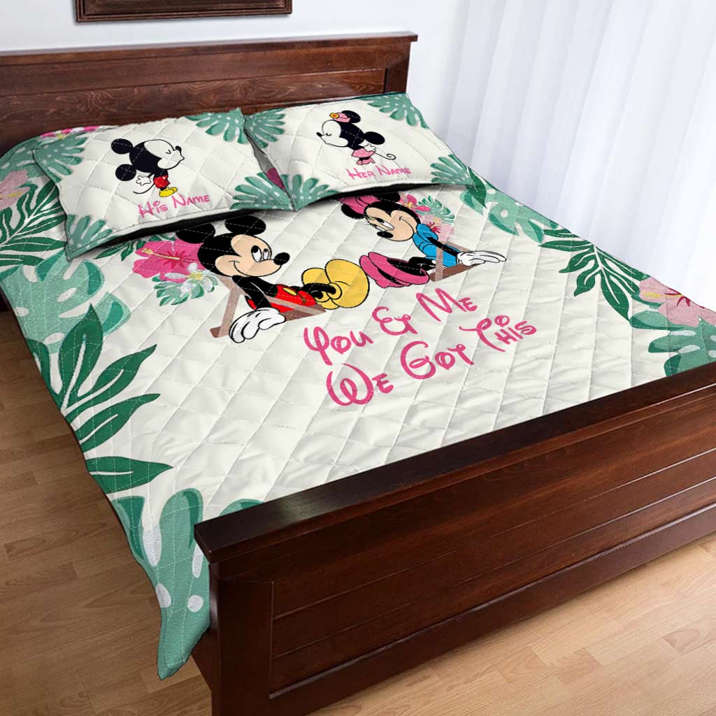 Personalized Mickey & Minnie Mouse Quilt Set for Couples | Unique Gift