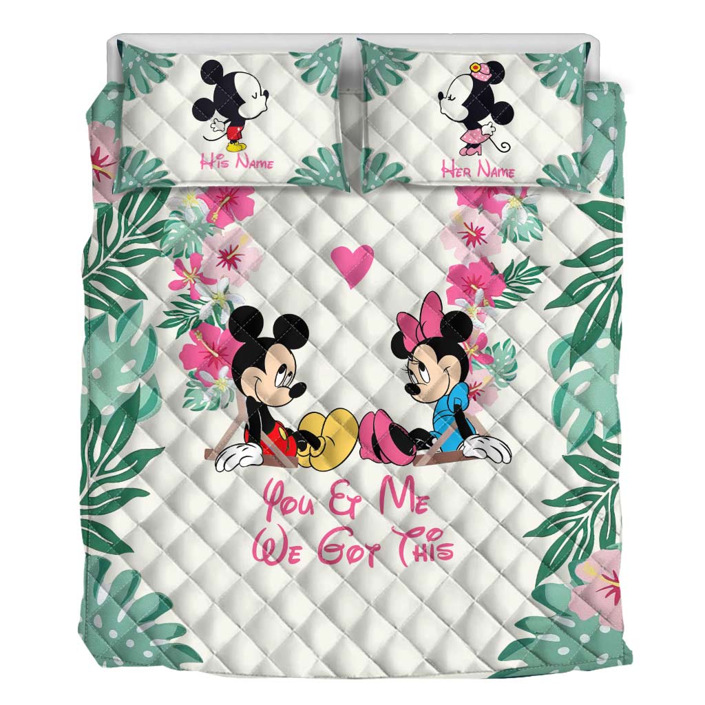 Personalized Mickey & Minnie Mouse Quilt Set for Couples | Unique Gift