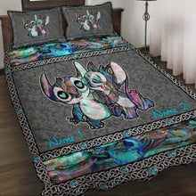 Load image into Gallery viewer, Personalized Cartoon Character Quilt Set Custom Names Couple Gift
