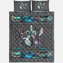 Load image into Gallery viewer, Personalized Cartoon Character Quilt Set Custom Names Couple Gift
