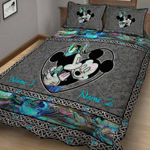 Load image into Gallery viewer, Personalized Mickey Mouse Quilt Set Custom Names Gift for Couples
