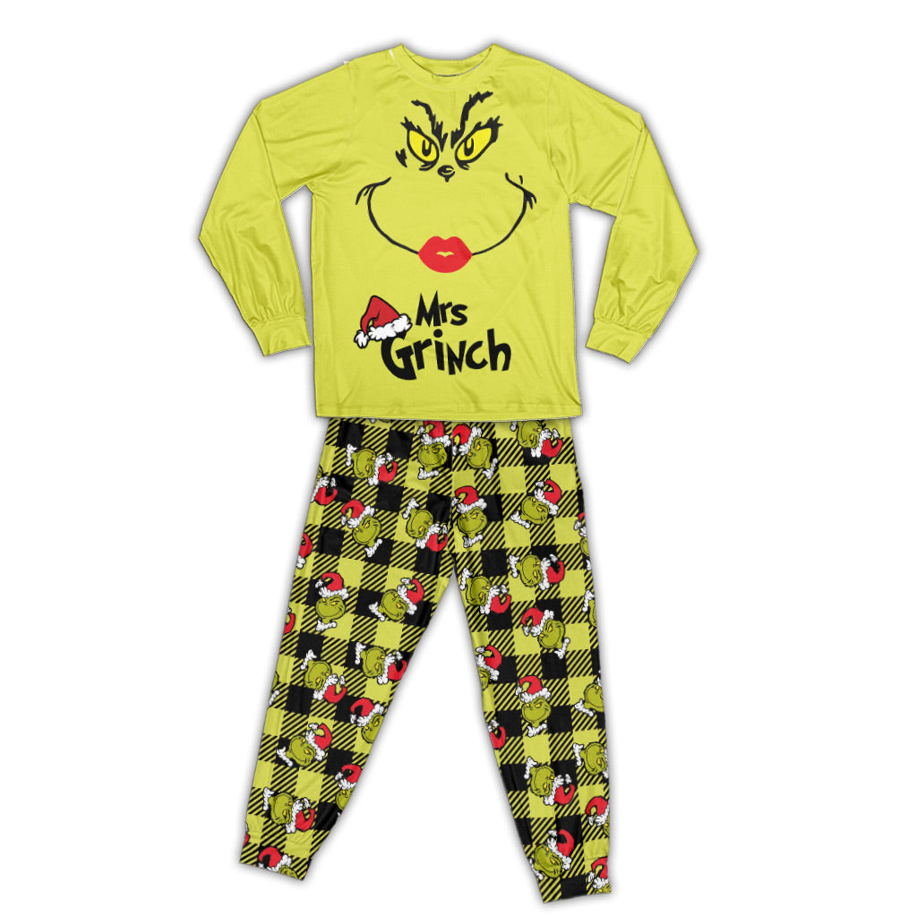 Personalized Grinch Couple Pajamas Set for Christmas | Custom Name
