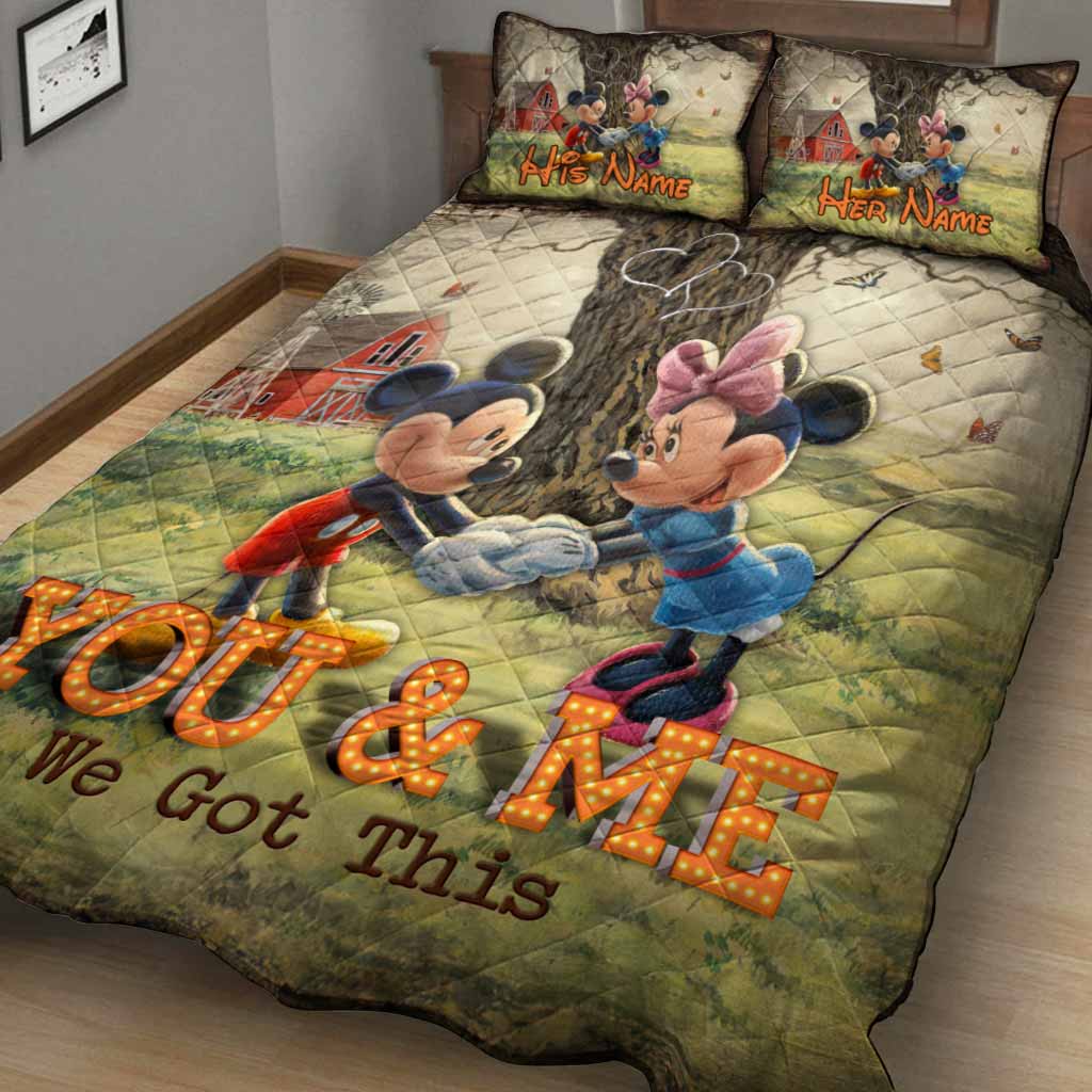 Personalized Mickey Mouse Quilt Set Custom Names Unique Couple Gift